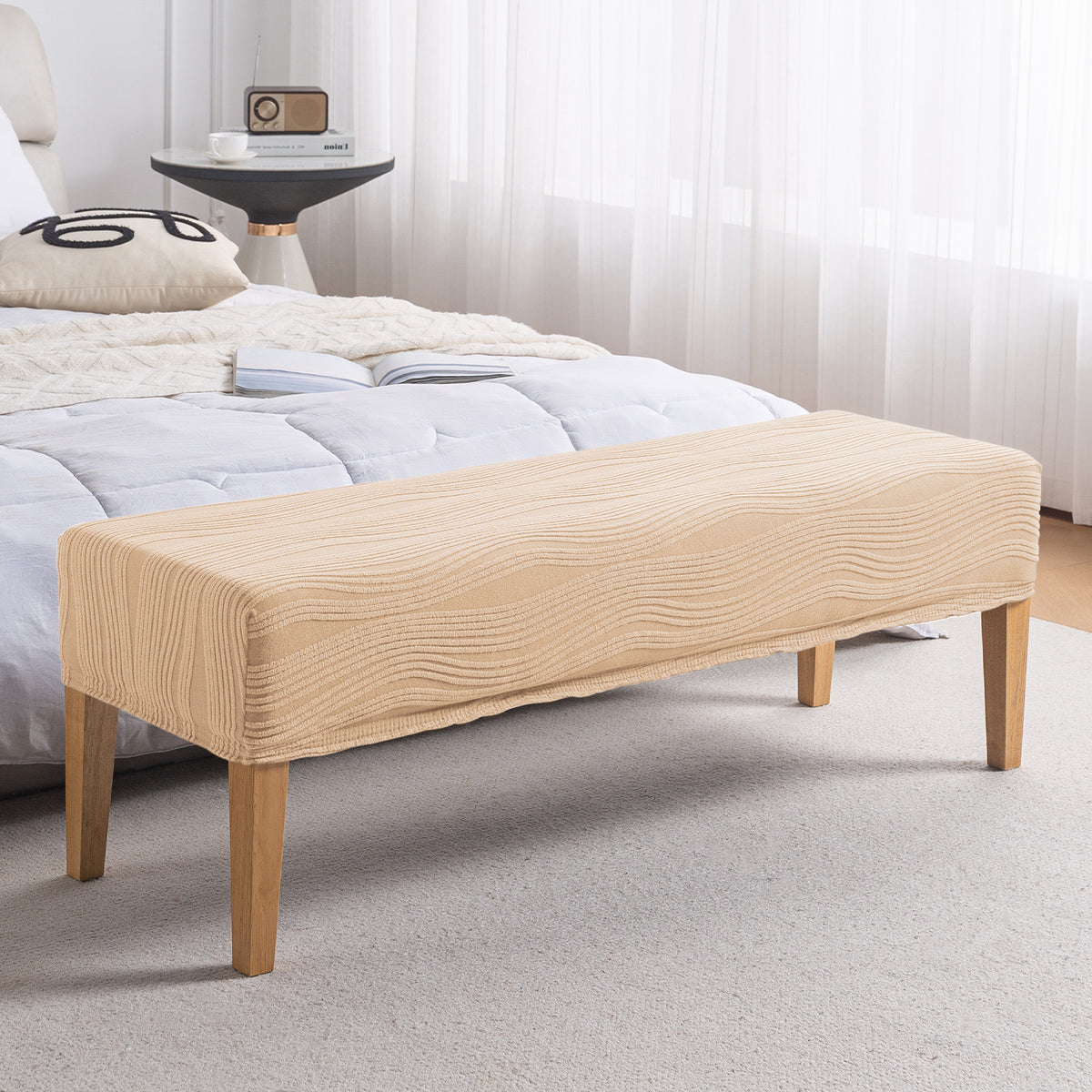 Nestiva Series 200gsm Knitting Jacquard Bench Cover - Blush Beige