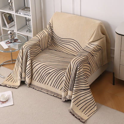 WaveLoom Collection Printed Chenille Sofa Cover Throw Blanket, Brown