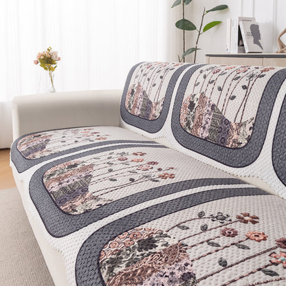 HeavenHue Fleece Soft Touch Quilted Sofa Cover Set Washable Sofa Panel for Seat & Back - Mystic Wings