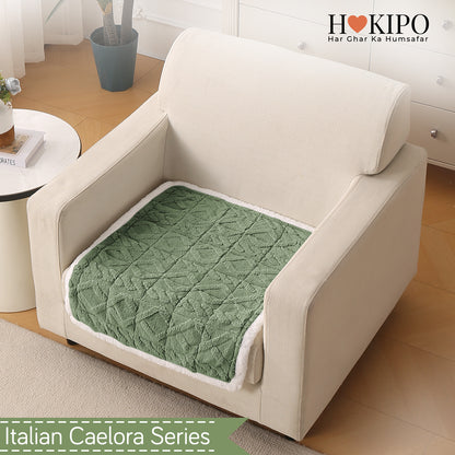 'Italian Caelora' Luxury Jacquard Plush Anti-Slip Sofa Cover Mat - Sage Green
