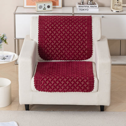 Modern Matrix 5-Seater Reversible Sofa Cover (3+1+1), Merlot Red