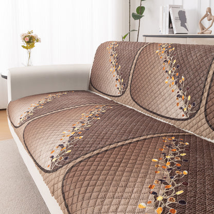 LoomVerse Quilted Sofa Cover Set Washable Sofa Panel for Seat & Back - Autumn Drape