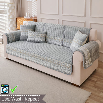 BelleLace Series 5-Seater Sofa Cover (3+1+1), Cloud Grey