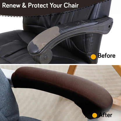 140gsm Armrest Covers for Office Chair (Zipper Style), 1 Pair, Brown