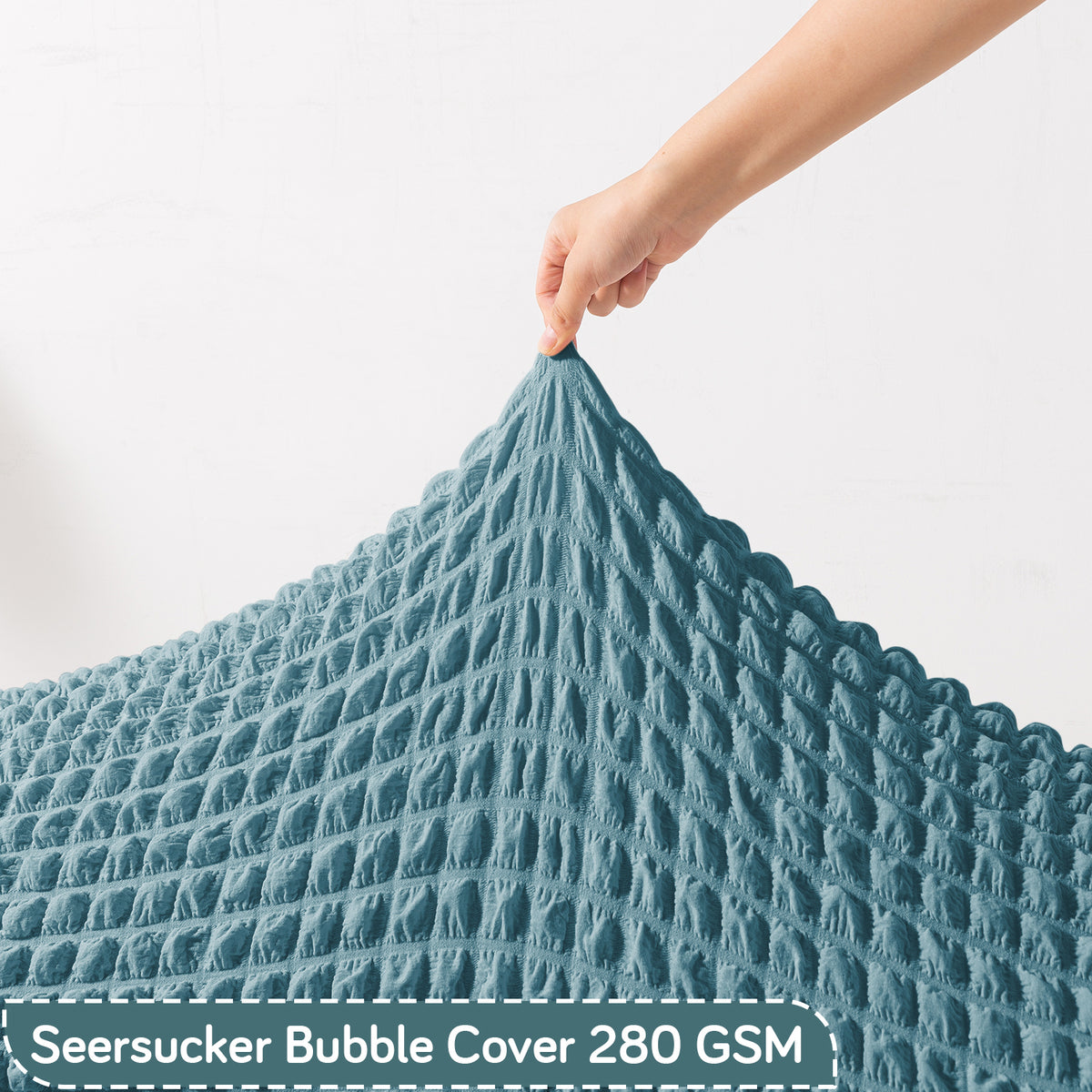 Aria Nova 280 GSM Stretchable Bubble Dining Bench Cover, Tropical Teal