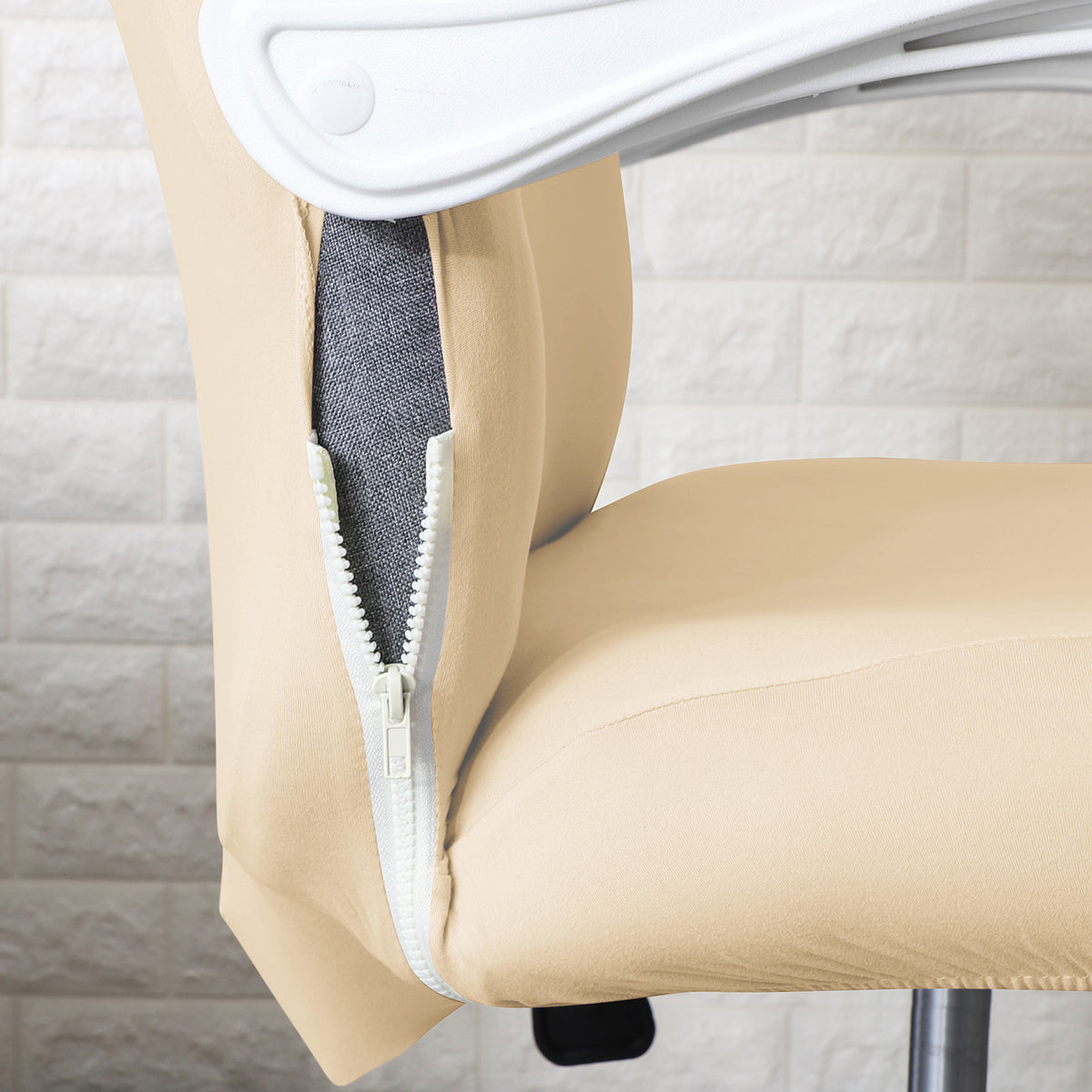 Office Chair Cover for Desk Chair (Mid-Back) – 140 GSM Stretch Fabric – Washable, Durable & Anti-Slip – Fits Mid-Back Office Chairs, Beige