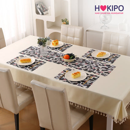 Color Splash PVC Mats for Dining Table, Triangular Mosaic - Burgundy Red