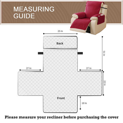 Quilted Recliner Mats for 1 Seater Recliner Sofa, Maroon