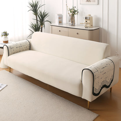 Premium Supple Soft Wavy with Curve Sofa Cover Mat, Off-White