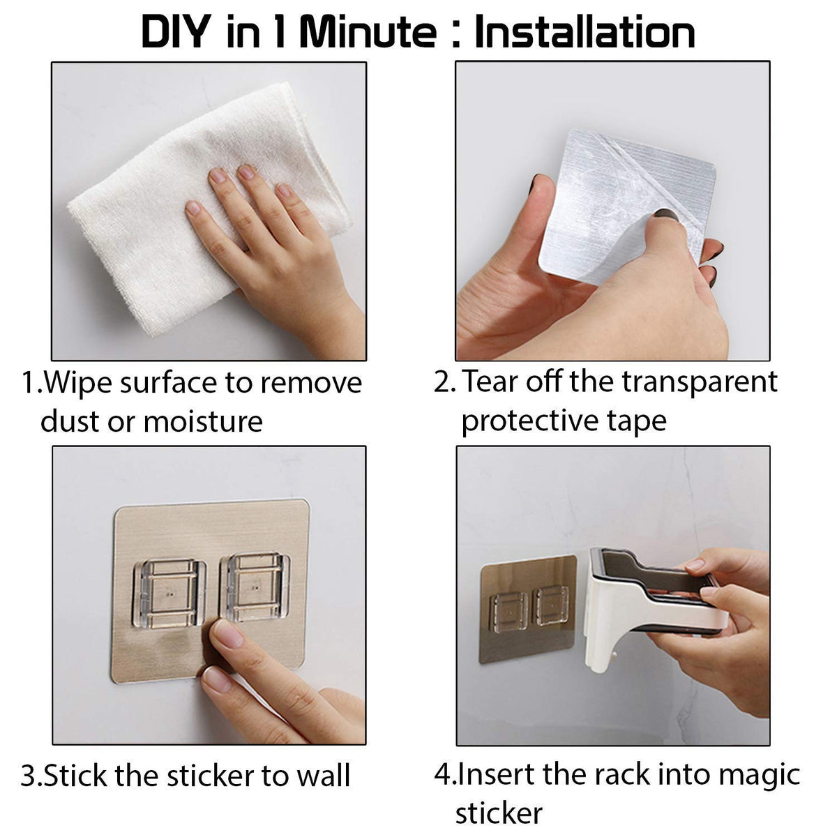Steps to install HOKIPO wall mounted soap stand