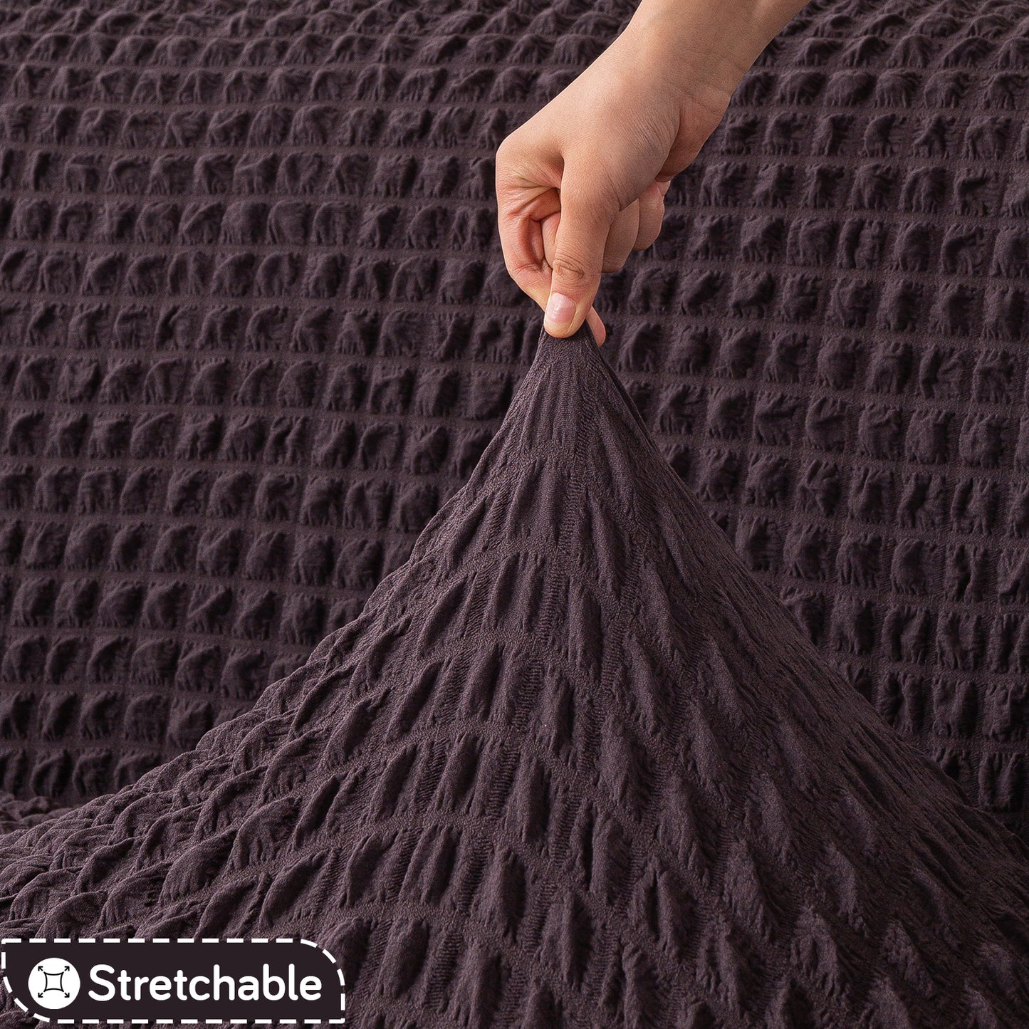 Aria Nova Elastic 280 GSM Stretchable Bubble Sofa Cover, Dark Grey