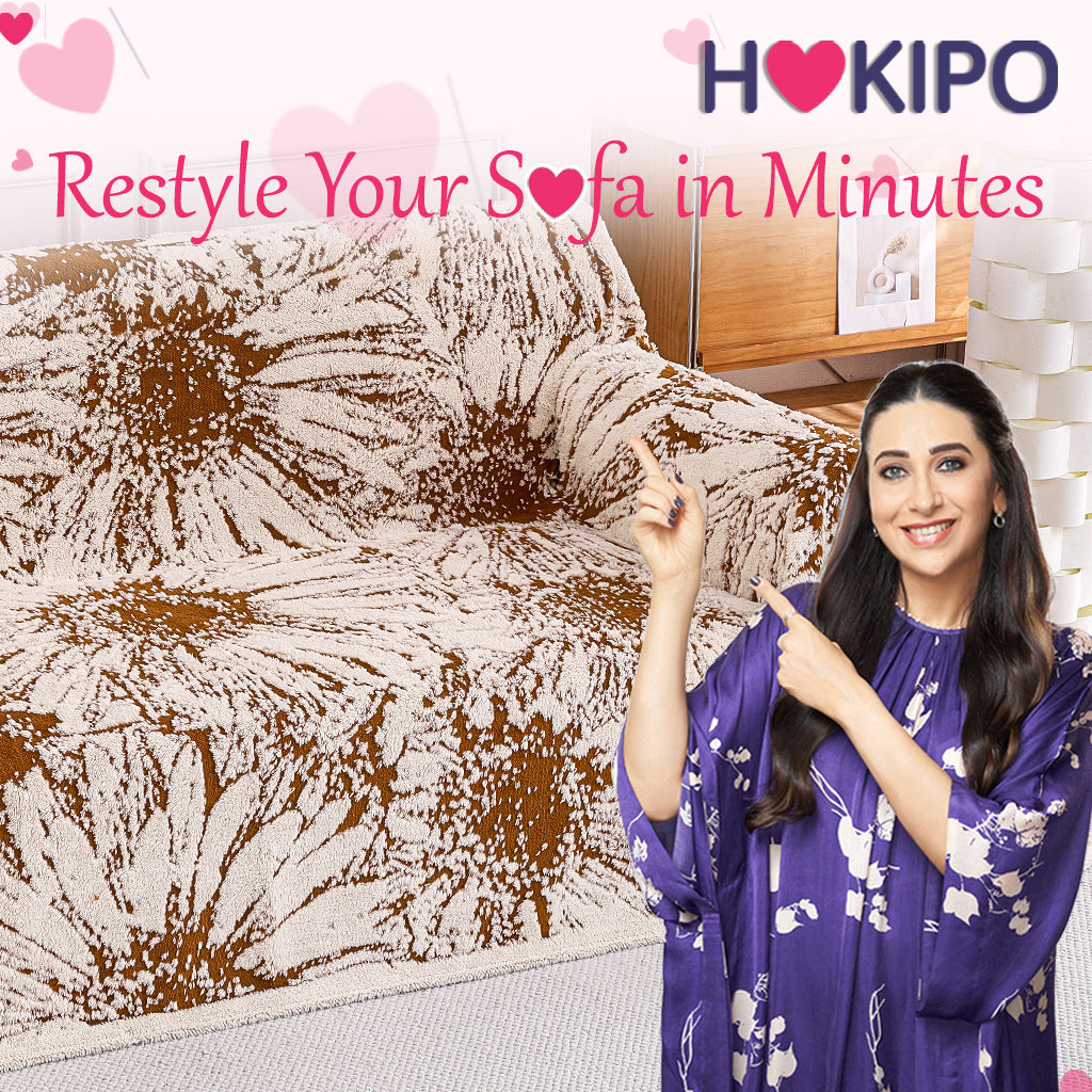 Buy Premium Autumn Brown Colour DaisyBloom Series Luxury Plush Sofa Cover – 2 Seater Sofas | HOKIPO