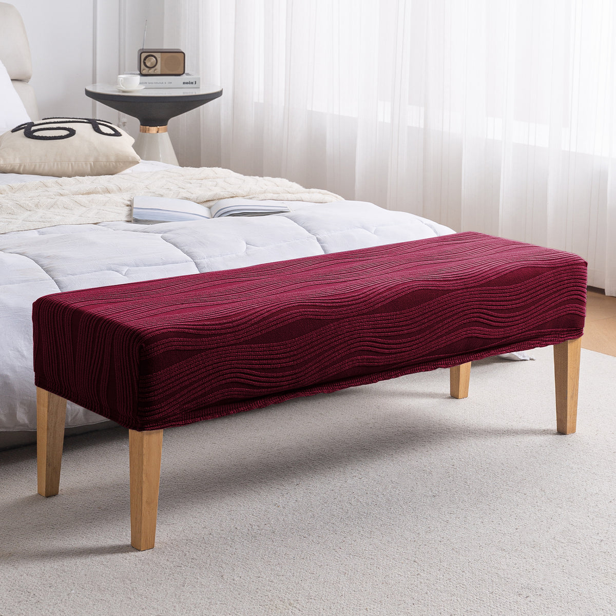 Nestiva Series 200gsm Knitting Jacquard Bench Cover - Burgundy
