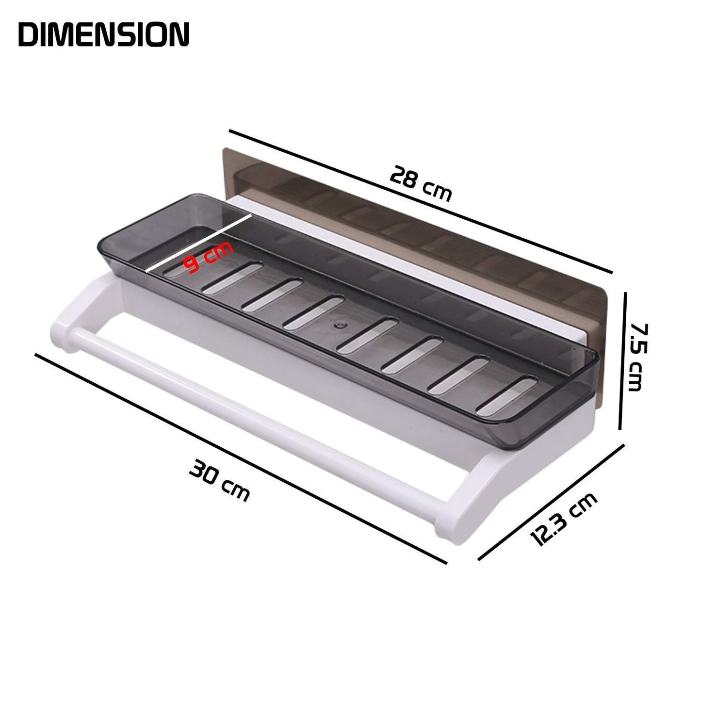 Magic Sticker Series No Drill Bathroom Shelf with Napkin Towel Holder for Bathroom