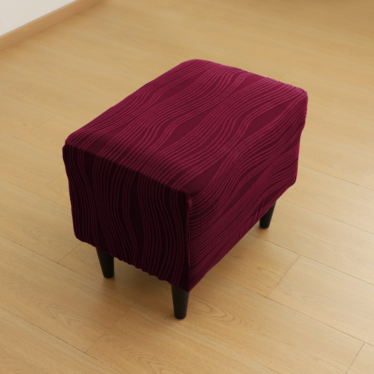 Nestiva Series Knitting Jacquard Stretchable Footstool Cover - Burgundy