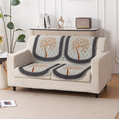 LoomVerse Quilted Sofa Cover Set Washable Sofa Panel for Seat & Back - Tranquil Tree