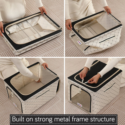 Foldable Cloth Storage  Box Organizer for Wardrobe - Ivory Noir