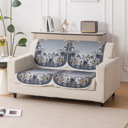 LoomVerse Quilted Sofa Cover Set Washable Sofa Panel for Seat & Back - Blue Belle