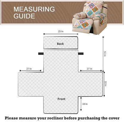 Quilted Printed Recliner Mats for 1 Seater Recliner Sofa, Quatrefoil Multicolor