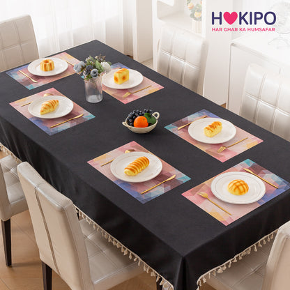 Color Splash PVC Mats for Dining Table, Abstract Polygon - Rose Mauve