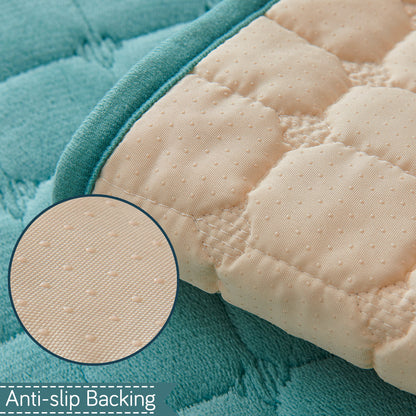 BelleLace Series Imperial Milk Velvet Sofa Cover Mat with Lace Design - Teal