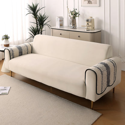 Luxury Wavy Plush Anti-Slip Sofa Cover Mats - Pewter Grey