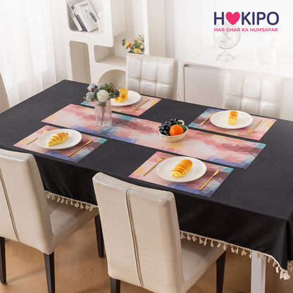 Color Splash PVC Mats for Dining Table, Abstract Polygon - Rose Mauve
