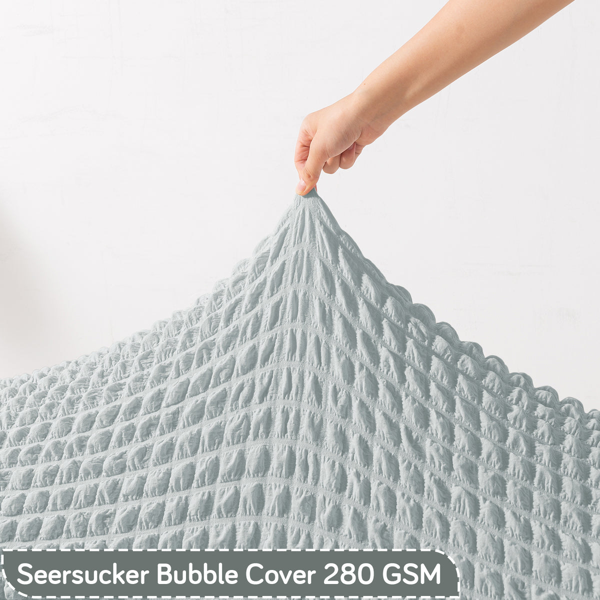 Aria Nova 280 GSM Stretchable Bubble Dining Bench Cover, Light Grey