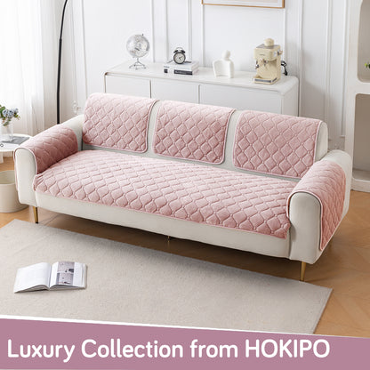 Diamond Tuft Plush Sofa Cover Mat, Blush Pink