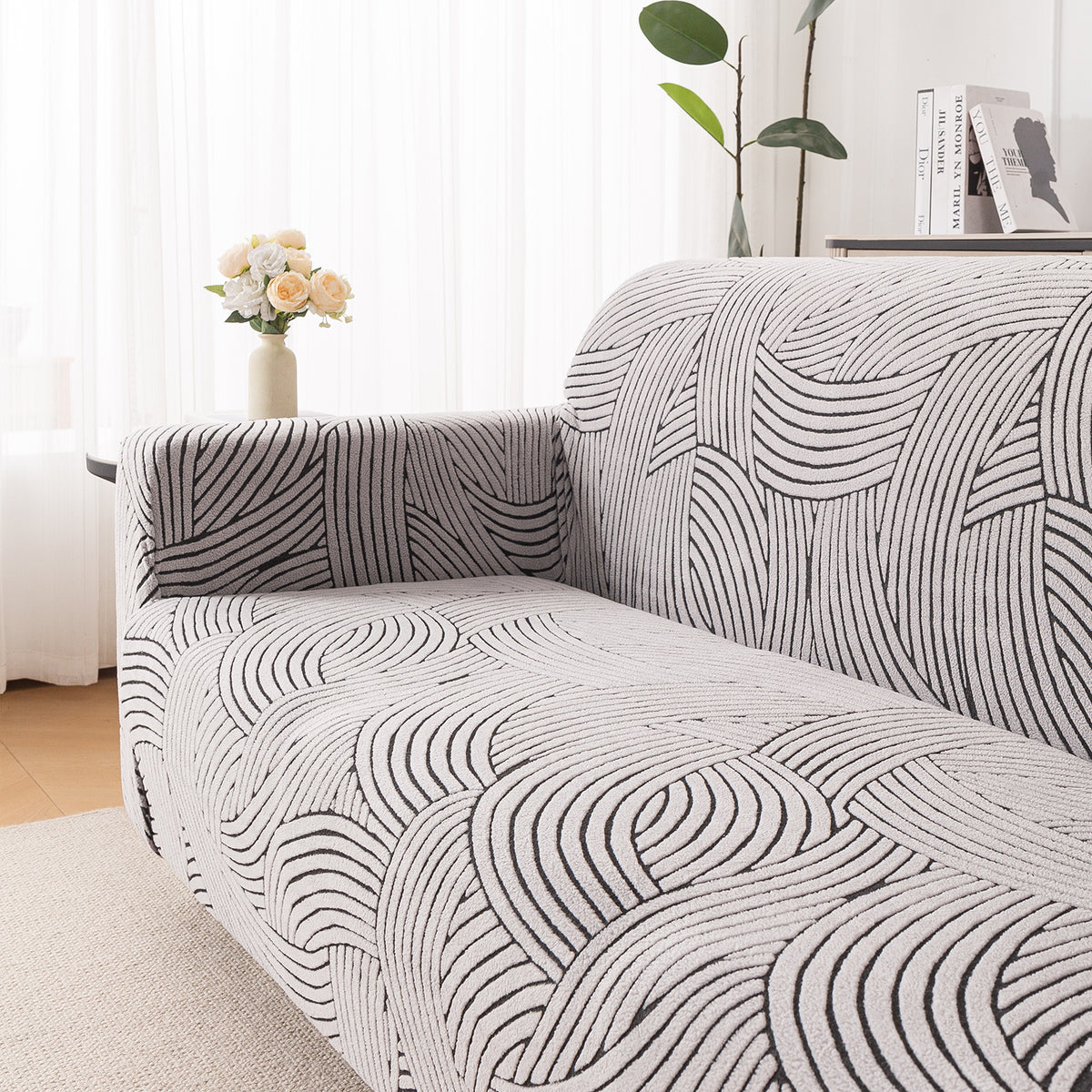 Buy stylish ash grey colour waveline series jacquardsofa cover​