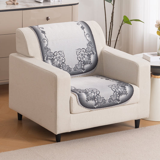 HeavenHue Fleece Soft Touch Quilted Sofa Cover Set Washable Sofa Panel for Seat & Back - Twilight Lace