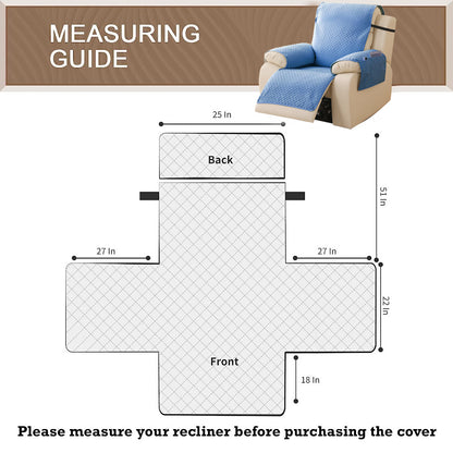 Quilted Recliner Mats for 1 Seater Recliner Sofa, Blue