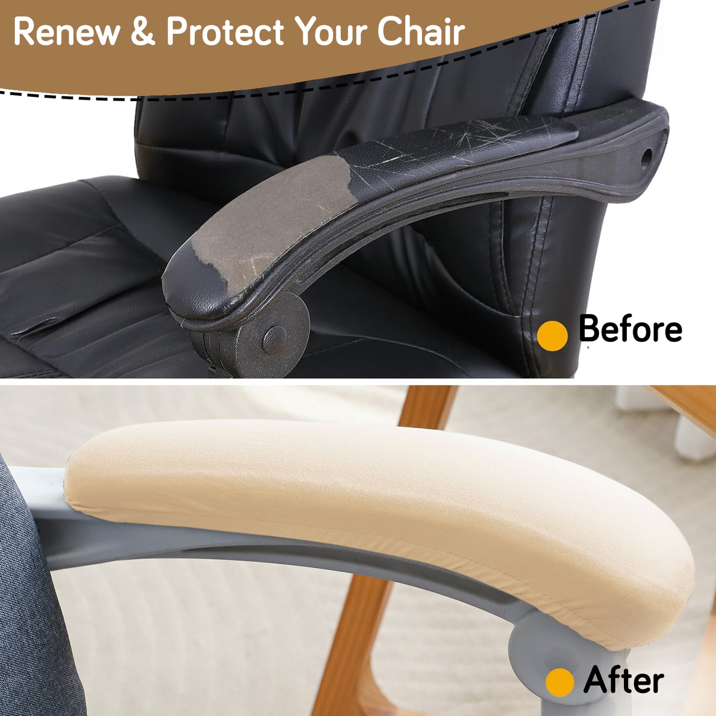 140gsm Armrest Covers for Office Chair (Elastic Style), 1 Pair, Beige