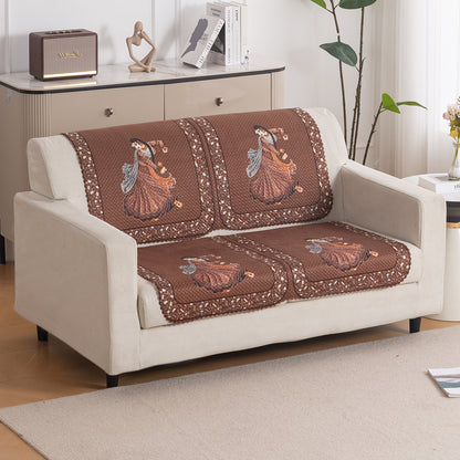 HeavenHue Fleece Soft Touch Quilted Sofa Cover Set Washable Sofa Panel for Seat & Back - Nritya Echo