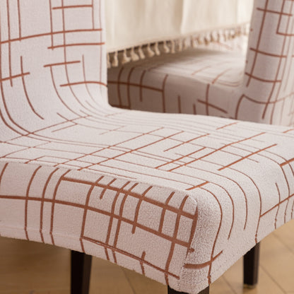 Crossline Series 180 GSM Jacquard Chair Cover Set 1/2/4/6, Rust Brown