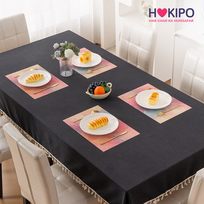 Color Splash PVC Mats for Dining Table, Abstract Polygon - Rose Mauve