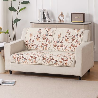 HeavenHue Fleece Soft Touch Quilted Sofa Cover Set – Washable Sofa Panel for Seat & Back - Autumn Whisper