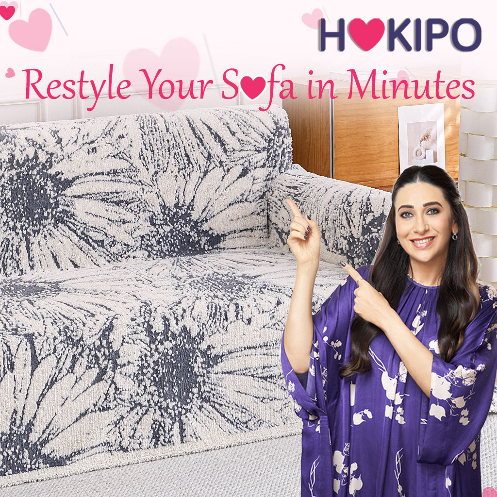 Buy Frost Grey Colour DaisyBloom Series Luxury Plush Sofa Cover – 2 Seater Sofas | HOKIPO