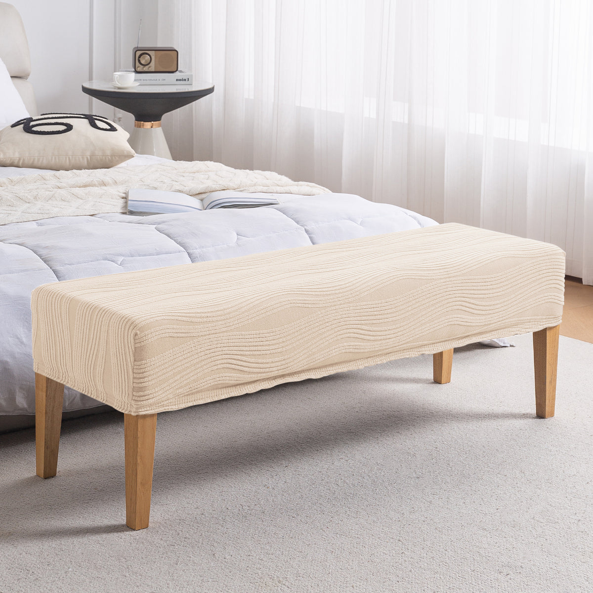 Nestiva Series 200gsm Knitting Jacquard Bench Cover - Skimmed Cream