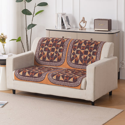 HeavenHue Fleece Soft Touch Quilted Sofa Cover Set Washable Sofa Panel for Seat & Back - Rustic Mosaic