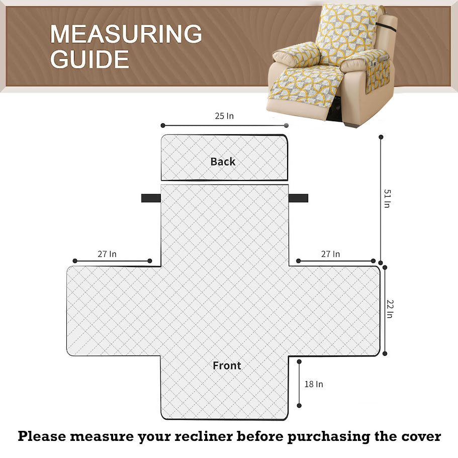 Quilted Printed Recliner Mats for 1 Seater Recliner Sofa, Windmill Cyber Yellow