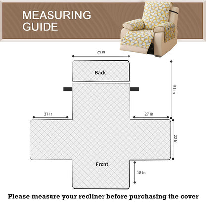 Quilted Printed Recliner Mats for 1 Seater Recliner Sofa, Windmill Cyber Yellow