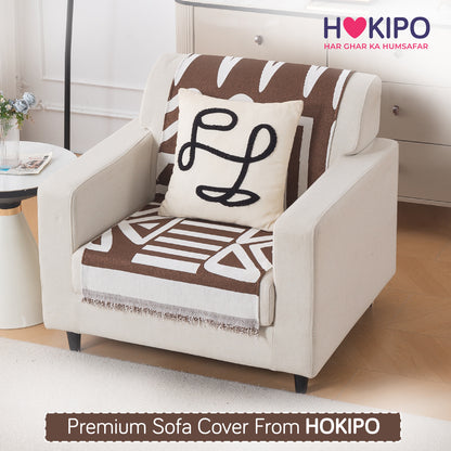 Urban Tribe Premium Chenille Fabric Sofa Cover, Chocolate Brown