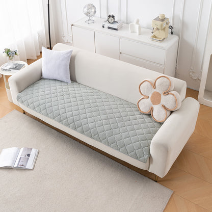 Diamond Tuft Plush Sofa Cover Mat, Mist Grey