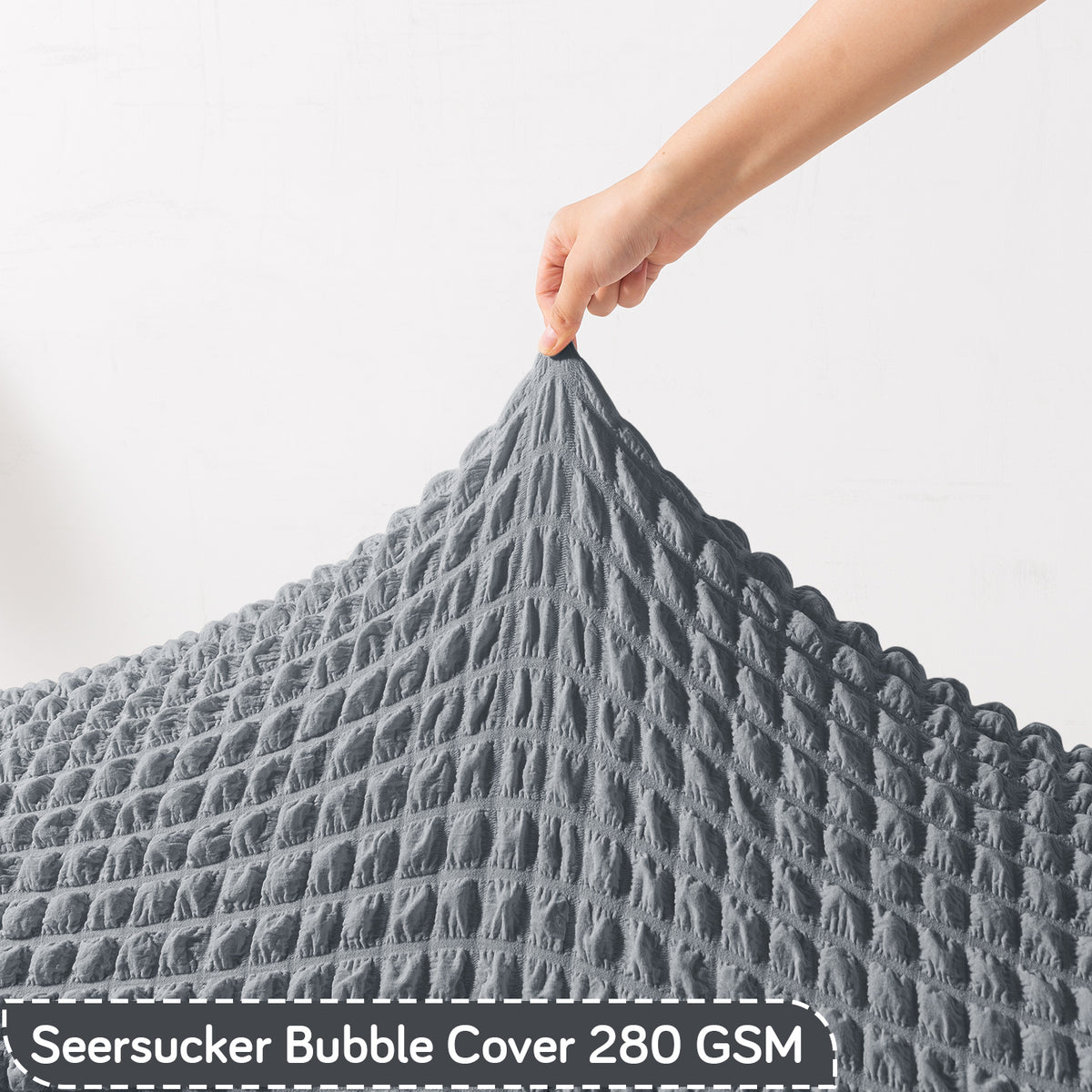 Aria Nova 280 GSM Stretchable Bubble Dining Bench Cover, Dark Grey