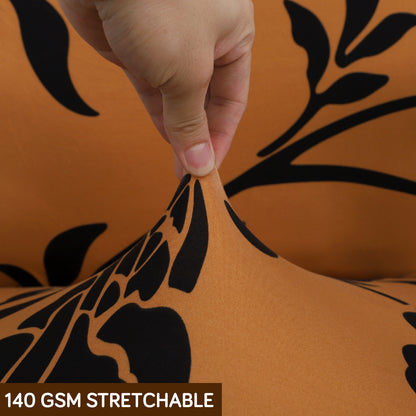 Printed Office Chair Cover for Executive Chair (High-Back) – 140 GSM Stretchable Fabric – Washable & Anti-Slip – Fits Big & Tall Office Chairs, Copper Brown Floral