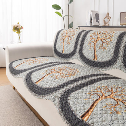 LoomVerse Quilted Sofa Cover Set Washable Sofa Panel for Seat & Back - Tranquil Tree