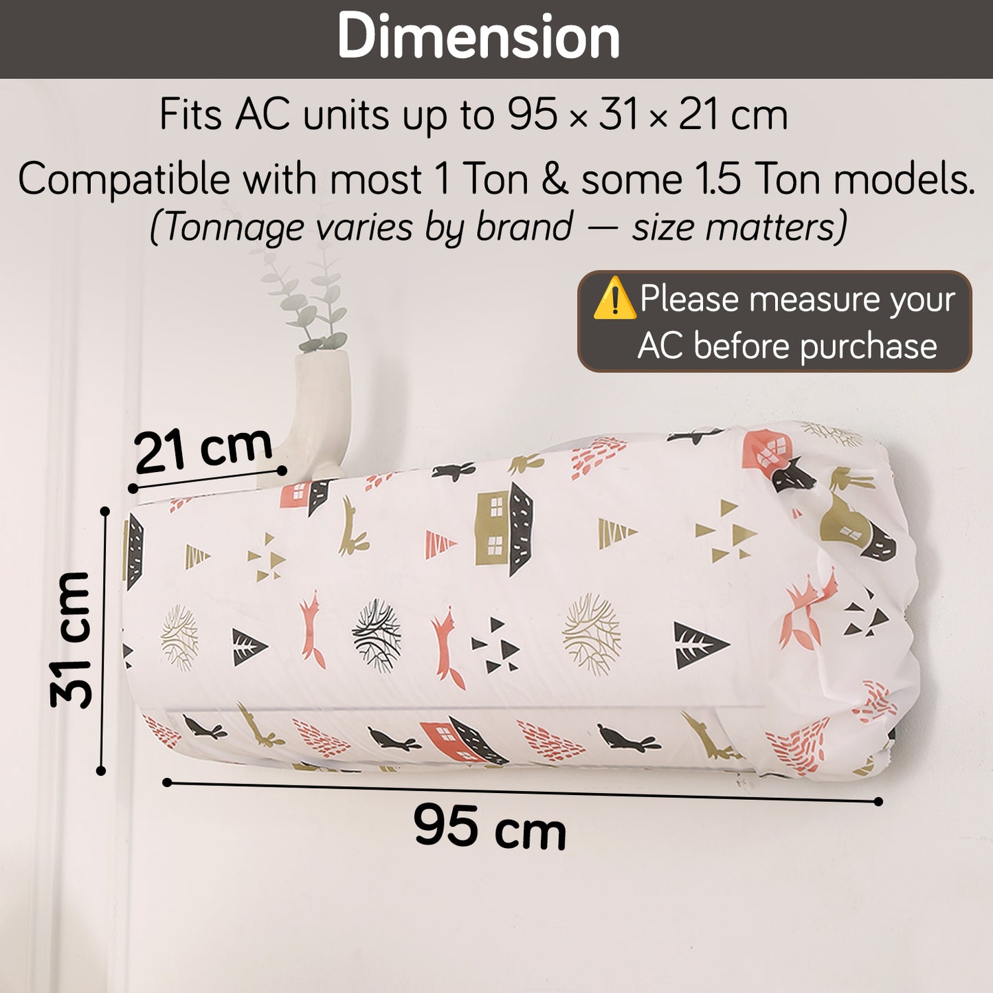 Dustproof, Waterproof & Washable Indoor AC Cover - Woodland Village