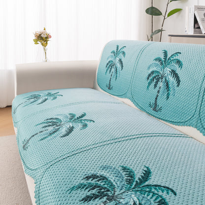 HeavenHue Fleece Soft Touch Quilted Sofa Cover Set Washable Sofa Panel for Seat & Back - Island Breeze