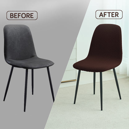 HOKIPO Premium Jacquard Fully Covered Cover for Mid Century Modern Dining Chair, Chocolate Brown